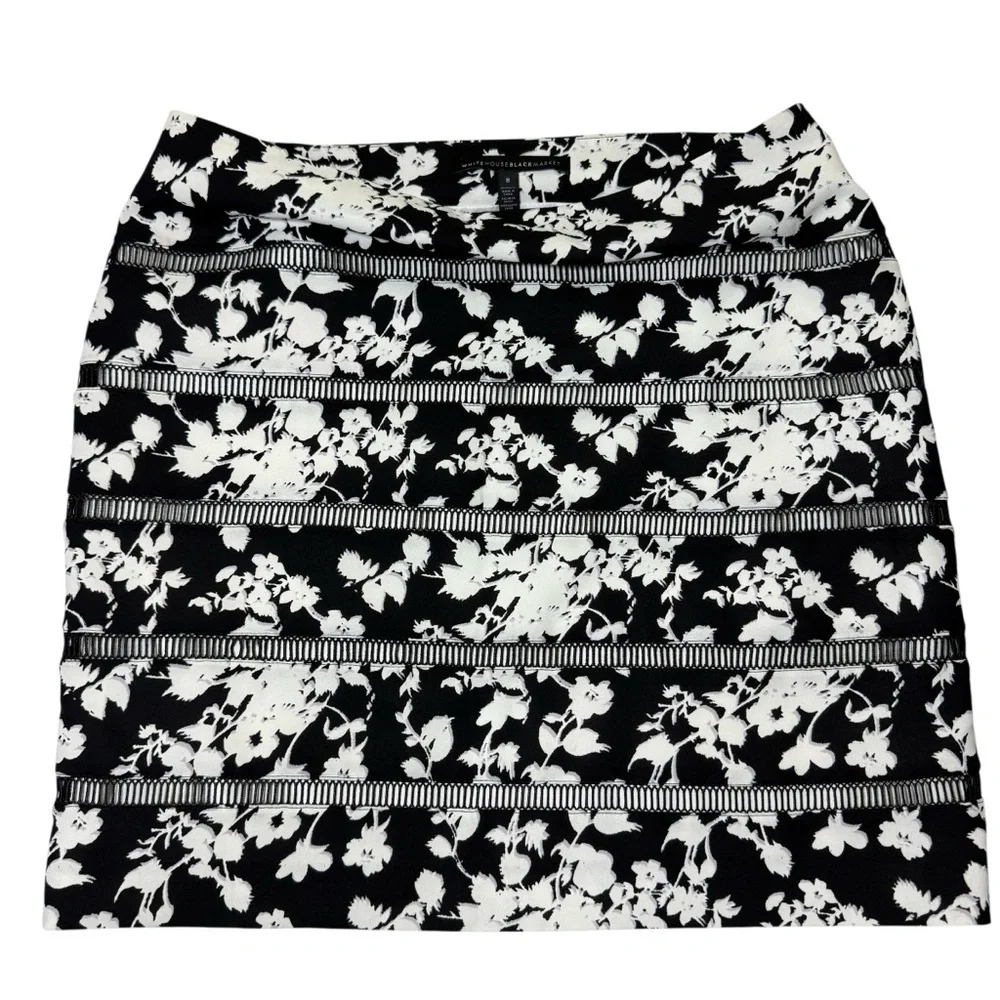 White House Black Market skirt Black and White Floral Mini Skirt